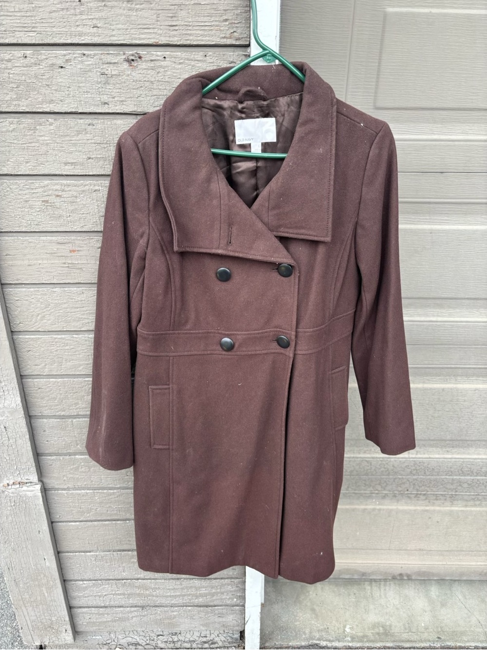 Old Navy Women's Double-Breasted Chocolate Brown Pea Coat